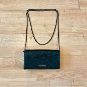Armani Exchange - black faux leather crossbody clutch